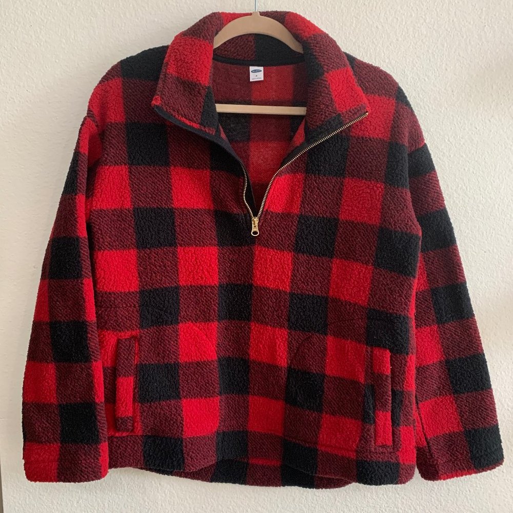 Old Navy Sherpa Buffalo Plaid Pullover | Size M